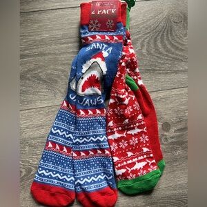 NEW 2 Pack Men’s Santa Jaws Holiday Christmas Socks Gift Stocking Stuffer